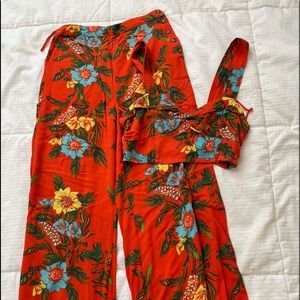 Free People Orange Floral Two-Piece Set